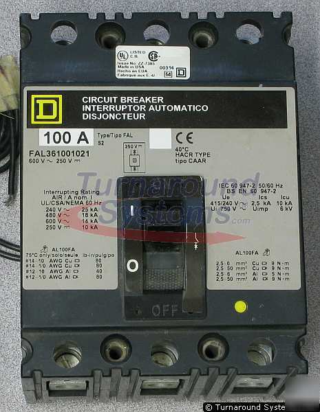 New square d FAL361001021 circuit breakers, 100 amp, 