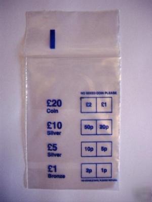 1000 coin bags, bank money bags, cash bags free post