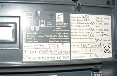 Eurotherm ssd 590 drive - 150 hp