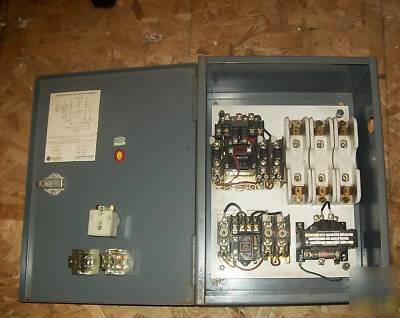Size 0 & 00 magnetic motor starters in cabinet by a & b