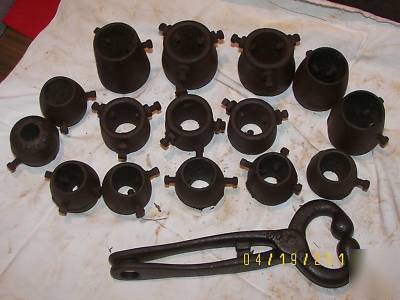 Vintage 15 cattle horn weights+bull nose lead cast iron