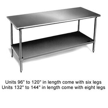 Eagle T3096B work table, stainless steel top, galvanize